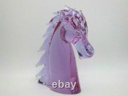 Horse head sculpture Murano pink blue alexandrite sommerso art glass Zanetti