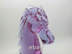 Horse head sculpture Murano pink blue alexandrite sommerso art glass Zanetti