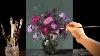 How To Paint Soft Pink Flowers In A Glass Vase Calm U0026 Relaxing Acrylic Painting 154