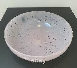 Huge 11.75 Signed Barbini Italian Murano Art Glass Bowl Pink Bubbles Blown Nr