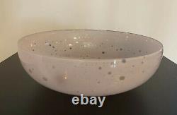 Huge 11.75 Signed Barbini Italian Murano Art Glass Bowl Pink Bubbles Blown Nr