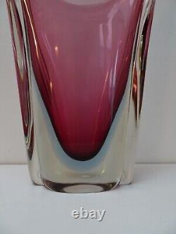 Huge 39 CM Murano Flavio Poli Art Glass Vase Seguso Sommerso Pink Vintage Italy