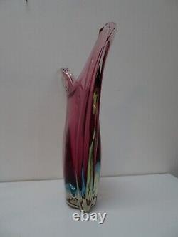 Huge 39 CM Murano Flavio Poli Art Glass Vase Seguso Sommerso Pink Vintage Italy