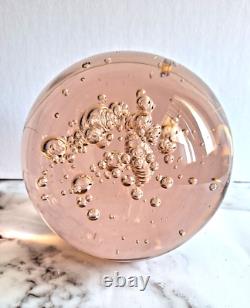 Huge 6 Orb Sphere Art Glass Paperweight Bullicante Controlled Bubbles pink rose