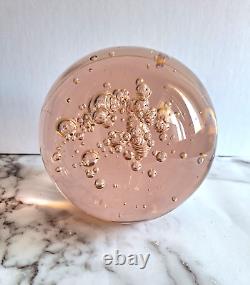 Huge 6 Orb Sphere Art Glass Paperweight Bullicante Controlled Bubbles pink rose