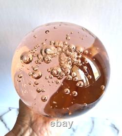 Huge 6 Orb Sphere Art Glass Paperweight Bullicante Controlled Bubbles pink rose