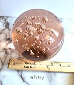 Huge 6 Orb Sphere Art Glass Paperweight Bullicante Controlled Bubbles pink rose