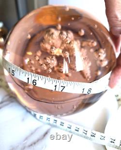 Huge 6 Orb Sphere Art Glass Paperweight Bullicante Controlled Bubbles pink rose