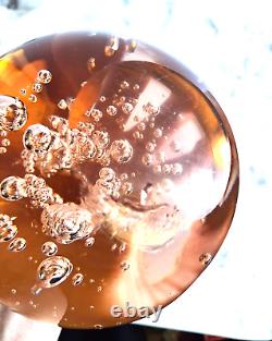 Huge 6 Orb Sphere Art Glass Paperweight Bullicante Controlled Bubbles pink rose