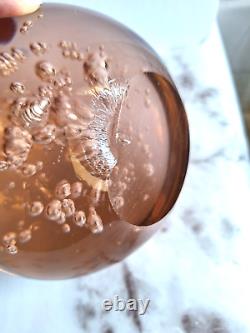 Huge 6 Orb Sphere Art Glass Paperweight Bullicante Controlled Bubbles pink rose