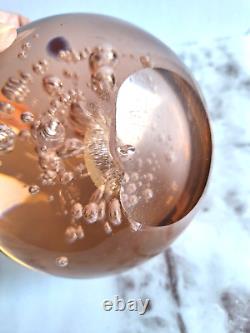 Huge 6 Orb Sphere Art Glass Paperweight Bullicante Controlled Bubbles pink rose