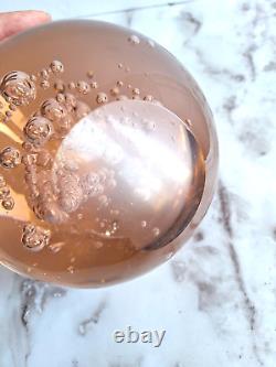 Huge 6 Orb Sphere Art Glass Paperweight Bullicante Controlled Bubbles pink rose