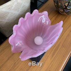 Huge Vintage 1960's Murano Italy Pink Shell with Pearl Seguso Glass Oyster