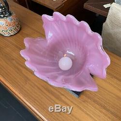 Huge Vintage 1960's Murano Italy Pink Shell with Pearl Seguso Glass Oyster