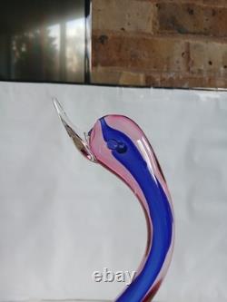 Huge! XL 16 Murano Archimede Seguso Pink Blue Sommerso Swan Bird Glass Figurine