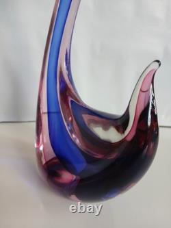 Huge! XL 16 Murano Archimede Seguso Pink Blue Sommerso Swan Bird Glass Figurine