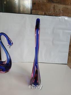 Huge! XL 16 Murano Archimede Seguso Pink Blue Sommerso Swan Bird Glass Figurine Huge! XL 16 Murano Archimede Seguso Pink Blue Sommerso Swan Bird Glass Figurine