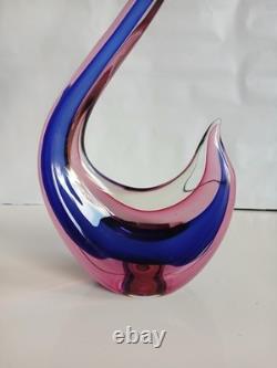 Huge! XL 16 Murano Archimede Seguso Pink Blue Sommerso Swan Bird Glass Figurine