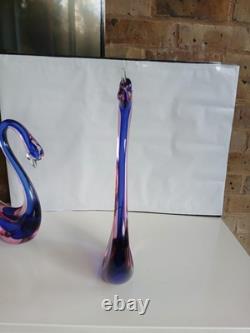 Huge! XL 16 Murano Archimede Seguso Pink Blue Sommerso Swan Bird Glass Figurine