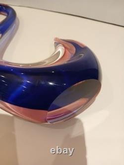 Huge! XL 16 Murano Archimede Seguso Pink Blue Sommerso Swan Bird Glass Figurine
