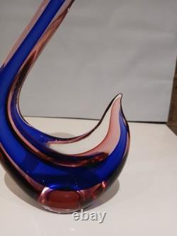Huge! XL 16 Murano Archimede Seguso Pink Blue Sommerso Swan Bird Glass Figurine
