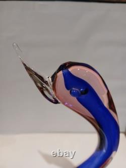 Huge! XL 16 Murano Archimede Seguso Pink Blue Sommerso Swan Bird Glass Figurine