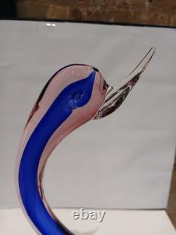 Huge! XL 16 Murano Archimede Seguso Pink Blue Sommerso Swan Bird Glass Figurine