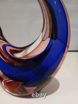Huge! XL 16 Murano Archimede Seguso Pink Blue Sommerso Swan Bird Glass Figurine