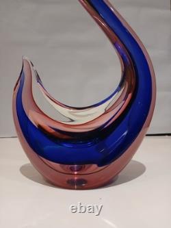 Huge! XL 16 Murano Archimede Seguso Pink Blue Sommerso Swan Bird Glass Figurine