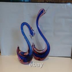 Huge! XL 16 Murano Archimede Seguso Pink Blue Sommerso Swan Bird Glass Figurine