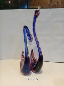 Huge! XL 16 Murano Archimede Seguso Pink Blue Sommerso Swan Bird Glass Figurine