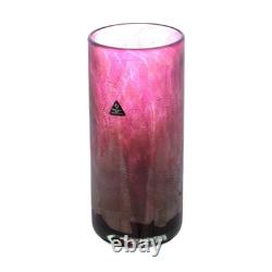 ISLE of WIGHT Glass Vase Rare PINK AZURENE 23cm 9 Flame Pontil & Label c1979