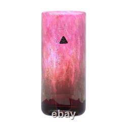 ISLE of WIGHT Glass Vase Rare PINK AZURENE 23cm 9 Flame Pontil & Label c1979