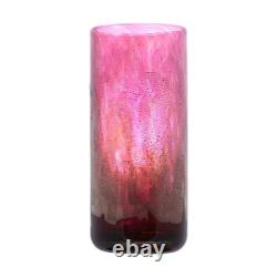 ISLE of WIGHT Glass Vase Rare PINK AZURENE 23cm 9 Flame Pontil & Label c1979