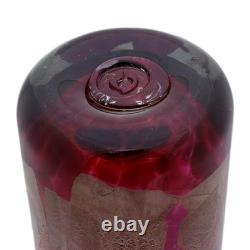 ISLE of WIGHT Glass Vase Rare PINK AZURENE 23cm 9 Flame Pontil & Label c1979