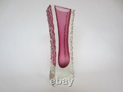 Ice glass vase pink sommerso textured faceted Murano handmade large and heavy