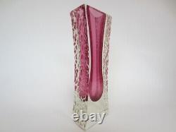 Ice glass vase pink sommerso textured faceted Murano handmade large and heavy