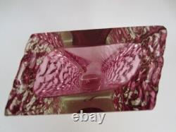 Ice glass vase pink sommerso textured faceted Murano handmade large and heavy