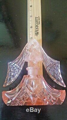 Impressive Lrg. Czech 1920's Pink Perfume Bottle Dauber Intact Art Deco