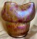 Iridescent Czech Loetz Pink/Yellow Spotted Vase