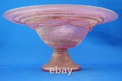 Iridescent pink Murano glass vase centerpiece 1900s attributed Glassworks Seguso