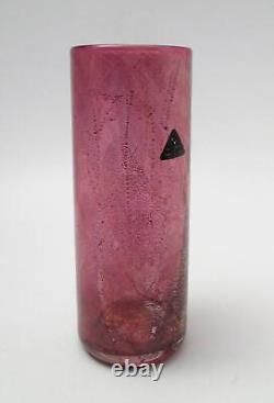 Isle Of Wight Cranberry Pink Silver & Gold Leaf Art Glass Vase Michael Harris