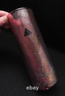 Isle Of Wight Cranberry Pink Silver & Gold Leaf Art Glass Vase Michael Harris