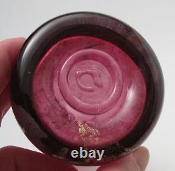 Isle Of Wight Cranberry Pink Silver & Gold Leaf Art Glass Vase Michael Harris