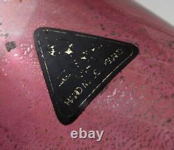 Isle Of Wight Cranberry Pink Silver & Gold Leaf Art Glass Vase Michael Harris