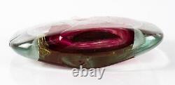 Isle of Wight Michael Harris signed pink Azurene glass Fish vase 19cm