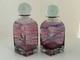 Isle of Wight Studio Glass Pink and Blue Swirls Glass Vases and Stoppers x2