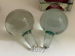 Isle of Wight Studio Glass Pink and Blue Swirls Glass Vases and Stoppers x2