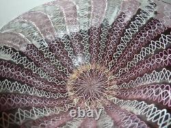 Italian Art Glass 26 CM Wide Bowl With White & Pink Latticino/ Zanfirico Pattern