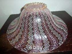 Italian Art Glass 26 CM Wide Bowl With White & Pink Latticino/ Zanfirico Pattern